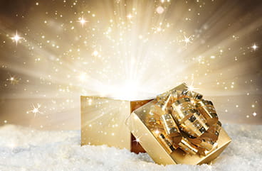 Image of a golden surprise box
