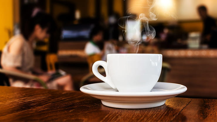 A close up of a coffee cup.