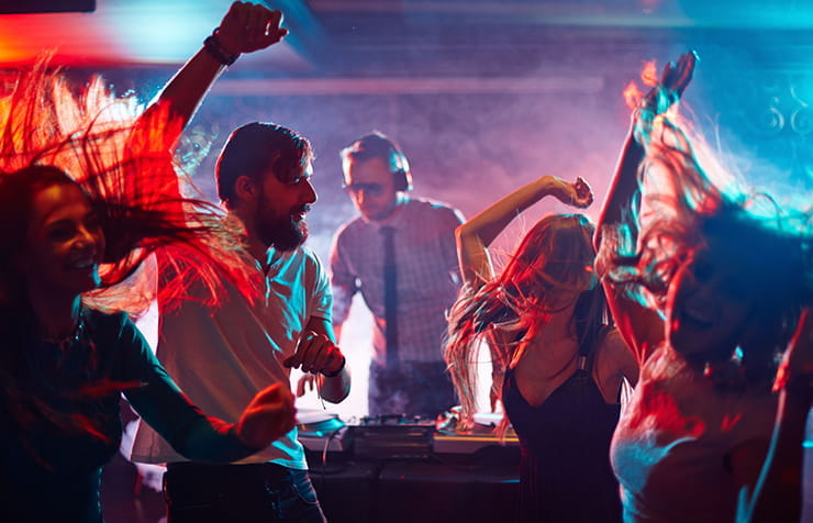 People dancing at a club.