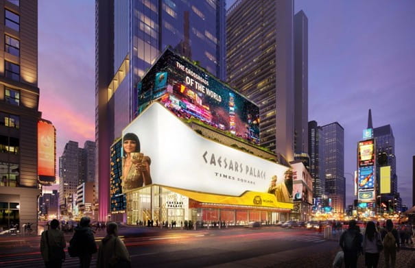 A mockup of the Caesars Palace casino in Times Square