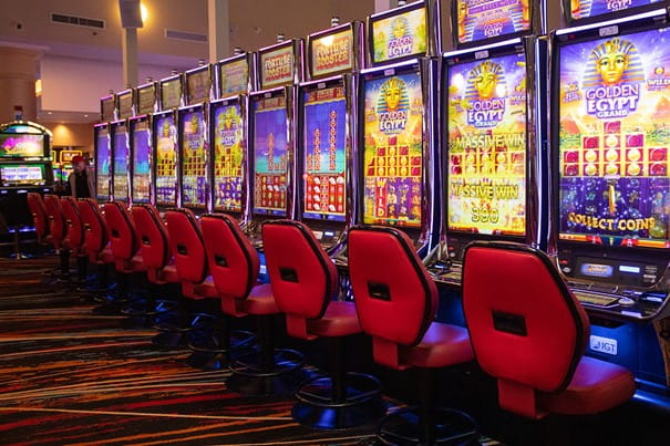 A row of slot machines from inside Jakes 58, NY Casino